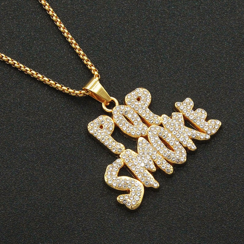 Men's Pendant Necklace With Full Diamond Letters Supplier