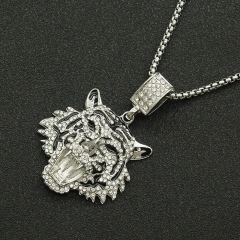 Creative Full Diamond Tiger Head Pendant Necklace Manufacturer