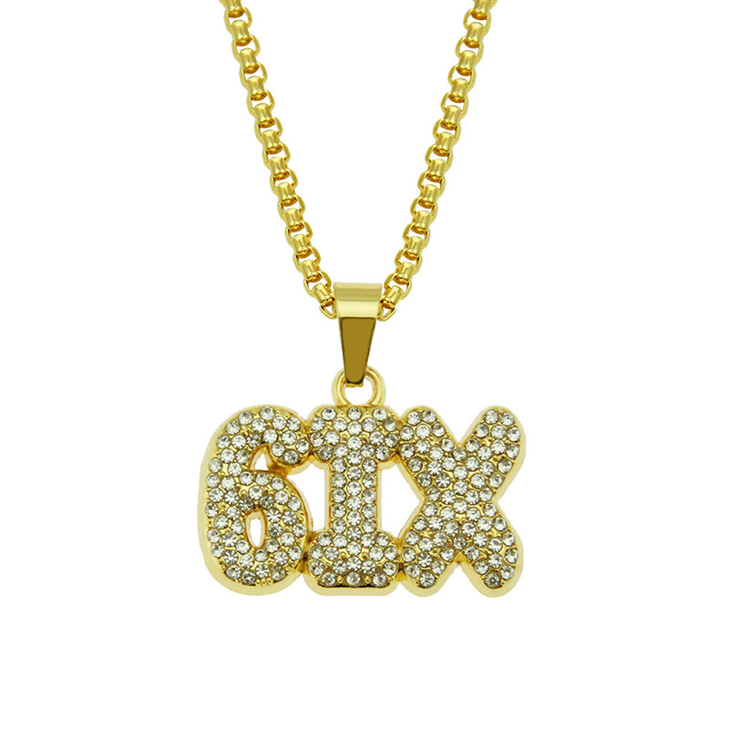 Wholesale Jewelry Diamond Encrusted Number Necklace With Letter Pendant