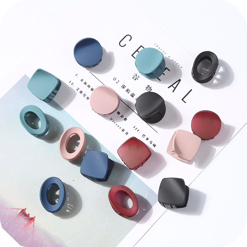 Frosted Solid Color Simple Small Size Grasping Clip Hollow Small Hair Clip Japanese Hair Card Sub Hair Accessories Distributor