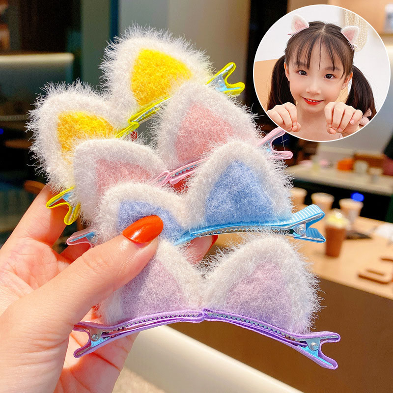 Cartoon Three-dimensional Cat Ears Hair Clip Plush Girls Side Clip Little Girl Cute Top Clip Duckbill Clip Distributor