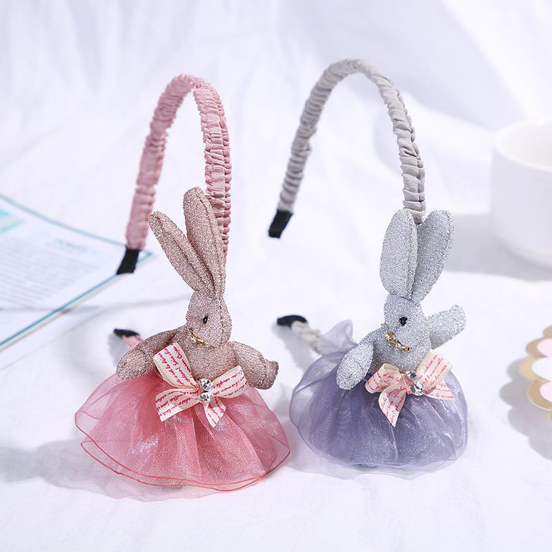 Fabric Moe Rabbit Hair Band Rhinestone Hair Card Cute Sweet Children's Non-slip Hair Buckle Distributor