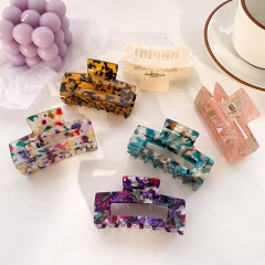 Large Acetic Acid Hair Clip Grip Clip Temperament Broken Flower Pattern Fashion Hair Grip Female Coiled Hair Back Head Spoon Hair Clip Card Distributor