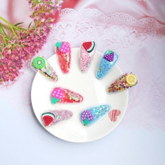 Colorful Quicksand Transparent Children's Fruit Hair Clips Pvc Side Clips Baby Bb Clips Distributor