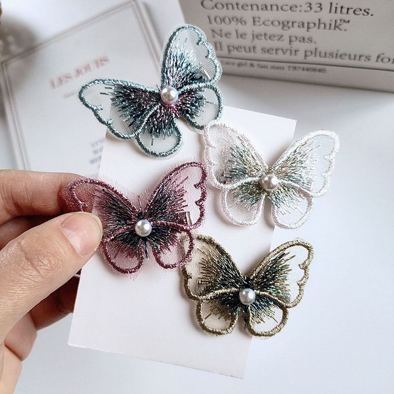 Retro Handmade Embroidery Duckbill Clip Butterfly A Word Clip Side Clip Bangs Distributor