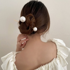 Metal Pearl A Word Hairpin Hairpin Simple Modern Coiffure Hundred With Pill Head Hairpin Distributor