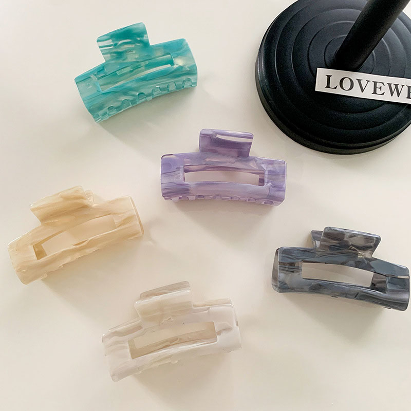 French Colorful Acetic Acid Square Grip Clip Shark Clip Temperament Coiled Hair Clip Distributor