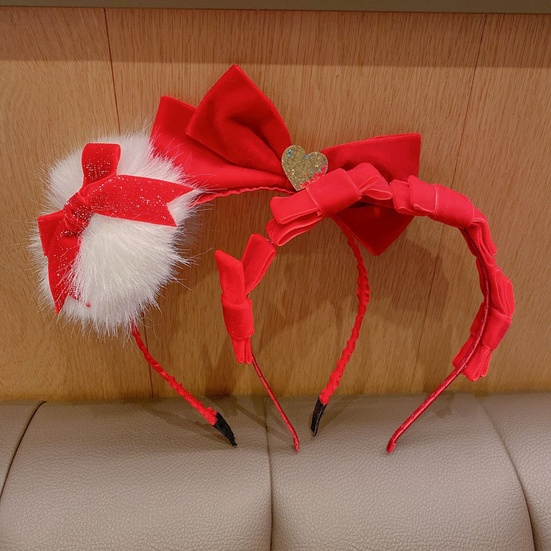 Embroidered Bow Knot Festive Hair Bands Girls  Year's Eve Headband Non-slip Hair Cards Distributor