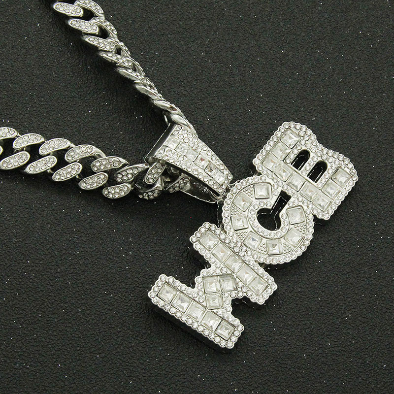 Hip Hop Creative Pieced Letter Pendant Cuban Chain Necklace Supplier