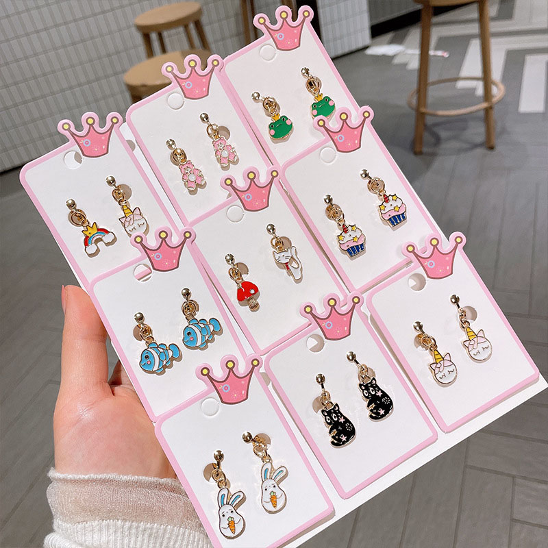 Cartoon Dangling Alloy Earrings Students Baby No Ear Hole Ear Clip Painless Earrings Distributor