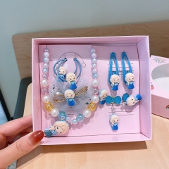 Children's June 1 Gift Box Jewelry Set Girls Cartoon Necklace Ring Earrings Hair Card Jewelry Distributor