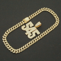 Hip Hop Patchwork Full Diamond Dimensional Number Pendant Necklace For Men Supplier