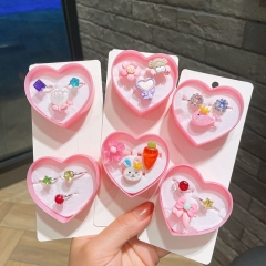 Children's Princess Gemstone Ring Little Girl Cute Cartoon Fruit Diamond Finger Ring Jewelry Set Distributor
