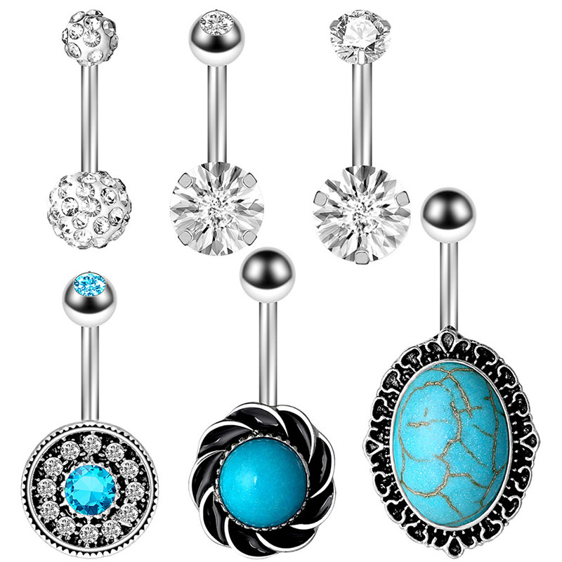 Ab Color Belly Button Nail 11 Sets Of Zircon Belly Button Ring Soft Ceramic Ball Set Combination Supplier