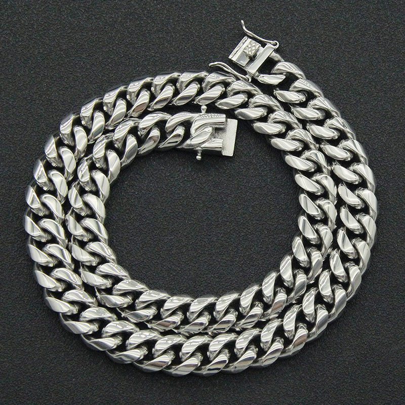 Glossy Titanium Steel Cuban Chain Necklace Supplier
