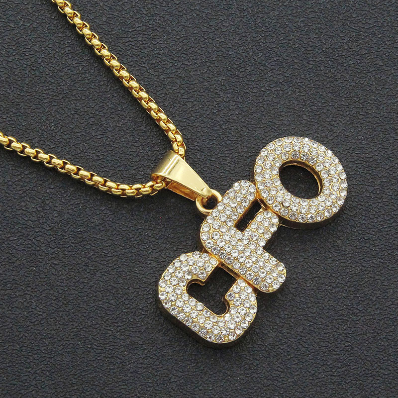 Hip Hop Pieced Alphabet Pendant Necklace With Diamonds Supplier