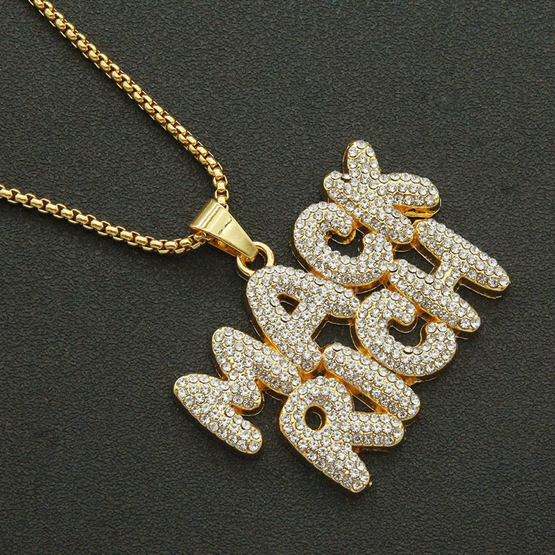 Trendy Long Full Diamond Pieced Alphabet Pendant Necklace Supplier
