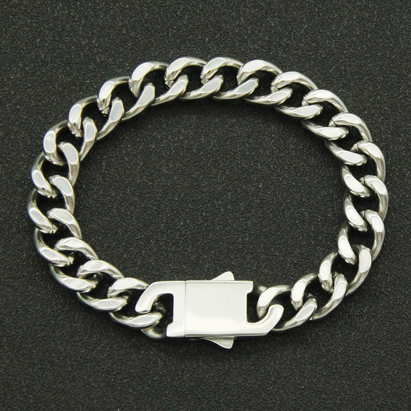 Stainless Steel Cuban Chain Men's Hip Hop Glossy Vintage Bracelet Supplier