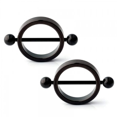 Black Breast Ring Nipple Studs Stainless Steel 1.6 (14g) Rods Pierced Round Breast Ring Chest Jewelry Supplier