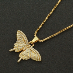 Personalised Hip Hop Butterfly Full Diamond Pendant Necklace Supplier