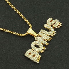 Hip Hop Pendant Necklace With Full Diamond Pieced Letters Supplier