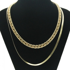 Double Cuban Chain Necklace Snake Bone Chain Side Chain Supplier