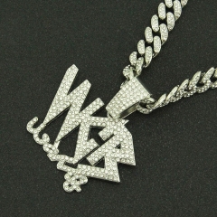 Personalised Creative Full Diamond Letter Pendant Cuban Chain Necklace Supplier