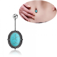 Turquoise Belly Button Ring Umbilical Ring Oval Belly Button Piercing Body Jewelry Supplier