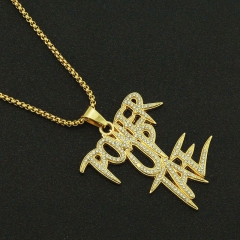 Personalised Full Diamond Pieced Alphabet Triple Pendant Necklace Supplier