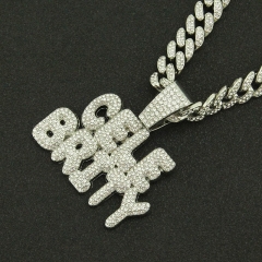 Hip Hop Pieced Letters With Diamond Pendant Cuban Chain Necklace Supplier