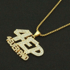 Punk Full Of Diamonds Spliced Alphanumeric Pendant Necklace Supplier