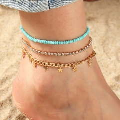 Wholesale Jewelry Hip-hop Claw Chain Flash Diamond Footwear Female Punk Style Star Anklet