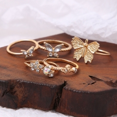 Full Diamond Butterfly Ring Set Of 5 Creative Vintage Pentagram Joint Ring Distributor