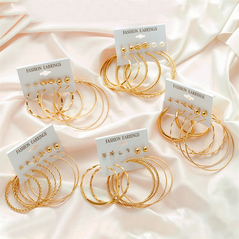 Wholesale Jewelry Creative 6 Pairs Of Earrings Personalized Large Circle Simple Set Of Earrings Fashion Exaggerated Earrings