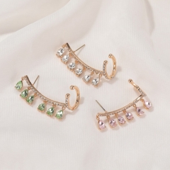 Wholesale Jewelry Korean Version Of The Earrings Temperament Droplet Tassel Earrings Mori Crystal Zircon Ear Clips