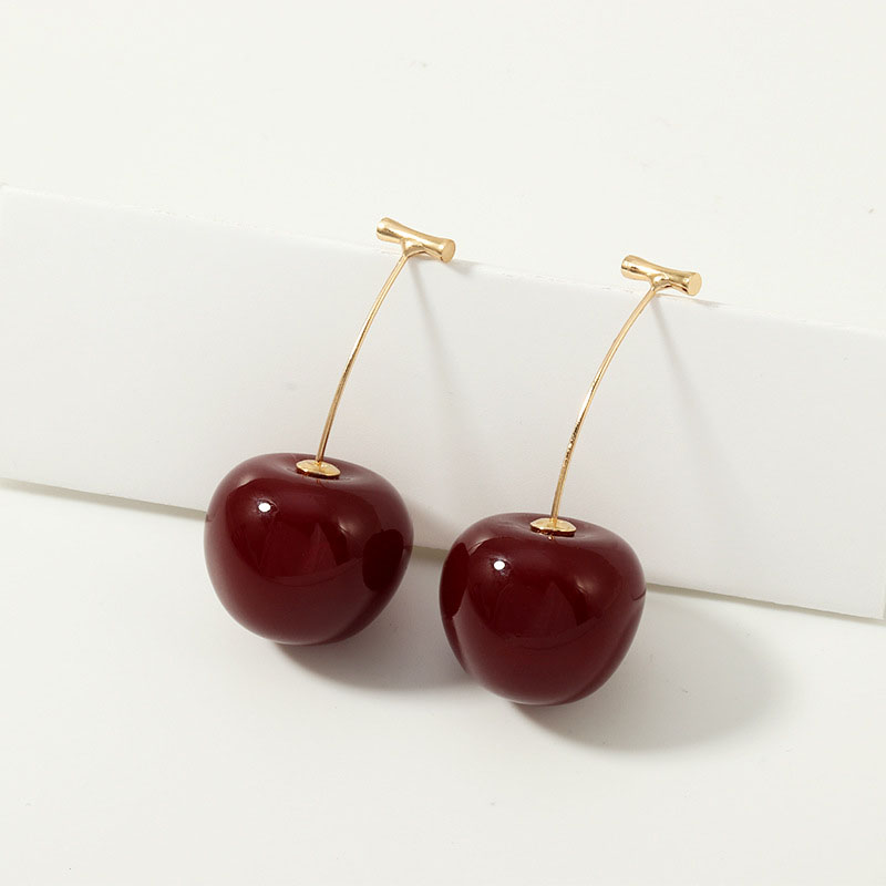 Cherry Earrings Sweet And Lovely Resin Fruit Cheerios Long Earrings Supplier