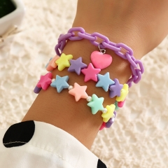 Wholesale Jewelry Sweet And Lovely Resin Love Bracelet Small Fresh Heart Bracelet