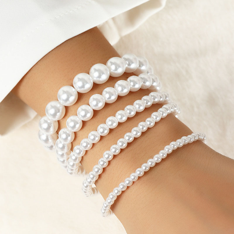 Wholesale Jewelry Fashion Hand Decorations Temperament Size Pearl Bracelet Stretch Line String Multi-layer Imitation Pearl