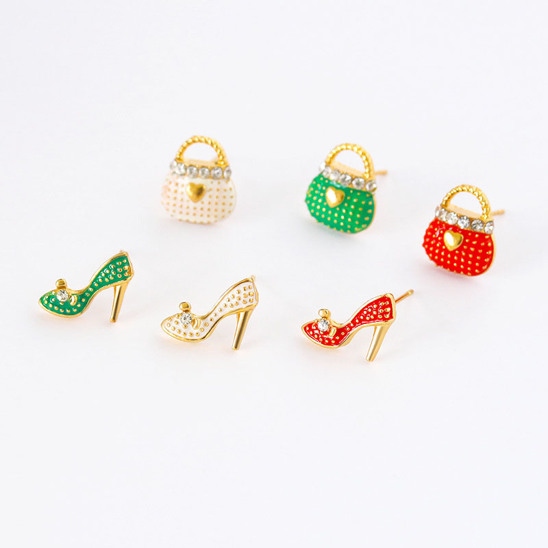 Fashion Ol Hundred With Bags High Heels Asymmetric Diamond Studs Supplier