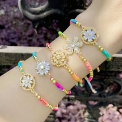 Colorful Rope Flower Bracelet Bohemian Ethnic Wind Hand-woven Bracelets Distributor