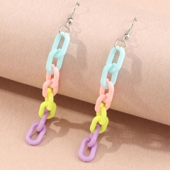 Wholesale Jewelry Simple Geometric Square Earrings Creative Colorful Resin Chain Long Earrings