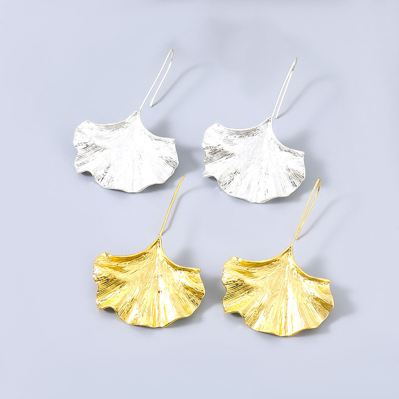 Wholesale Jewelry Fashion Exaggerated Alloy Ginkgo Leaf Ear Hook Earrings Female Trend