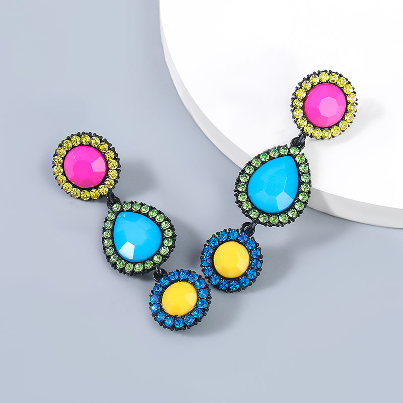 Wholesale Jewelry Fashion Resin Acrylic Teardrop-shaped Super Flash Long Earrings For Women