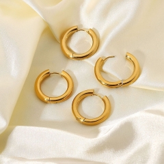 Wholesale Jewelry Fashion Jewelry Double Gold Plated Stainless Steel Solid Earrings Earrings 18k Gold Titanium Steel Ladies Hoop Earrings