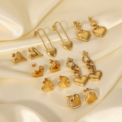 Elegant Fashion Ins Style Love Earrings 14k Gold Heart-shaped Dangle Earrings Distributor