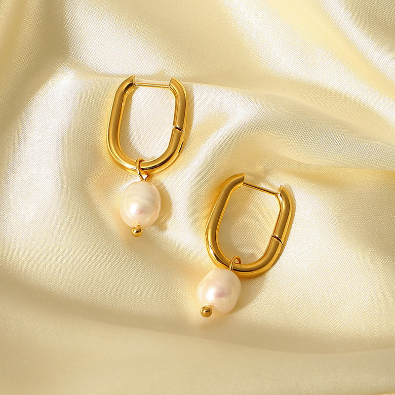Freshwater Pearl U-shaped Earrings Fashion Simple Pearl Dangle Earrings Distributor
