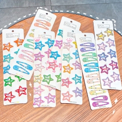 Wholesale Jewelry 10 Sets Of Children's Bb Hair Clips Female Cross-border Exclusive Metal Baking Paint Bangs Clip Hair Card