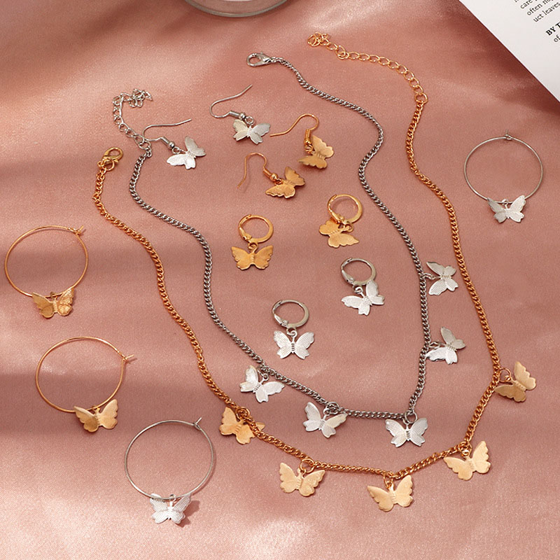 Fashion Butterfly Necklace Simple Alloy Butterfly Pendant Collarbone Chain Supplier