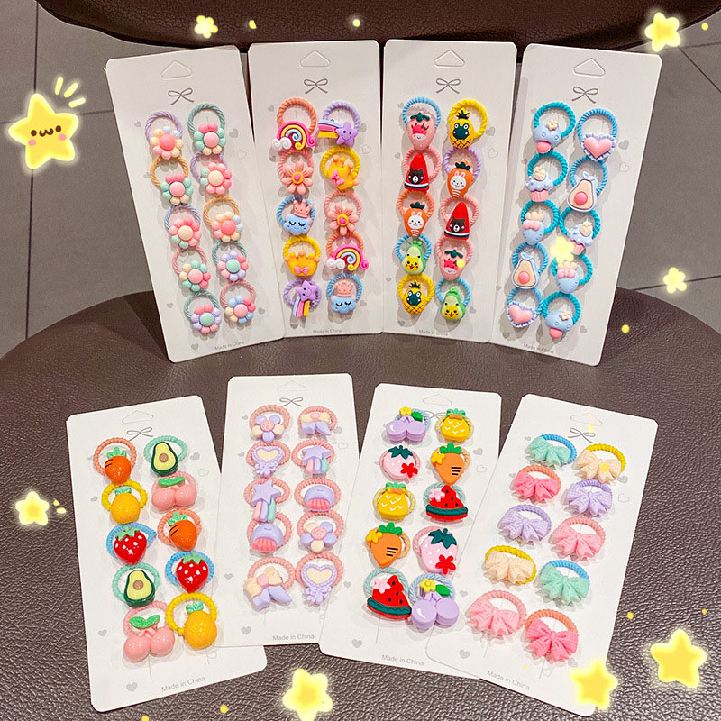 Wholesale Jewelry Girl Baby Cartoon Hair Rope Set Of Cute Animal Head Rope Leather Band Korean Hair Accessories