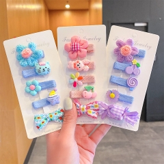 Cartoon Flower Bow Wrap Cloth Hair Clip Female Children Cute Non-invasive Hair Card Distributor